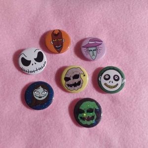 Handmade Nightmare Before Christmas Button Pins
